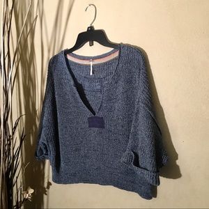 Free People Blue Cropped Sweater, Sz XS